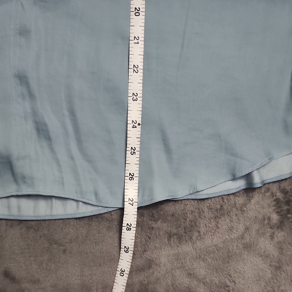 LOFT Light Blue Green Ruffle Sleeveless Blouse - Picture 7 of 9